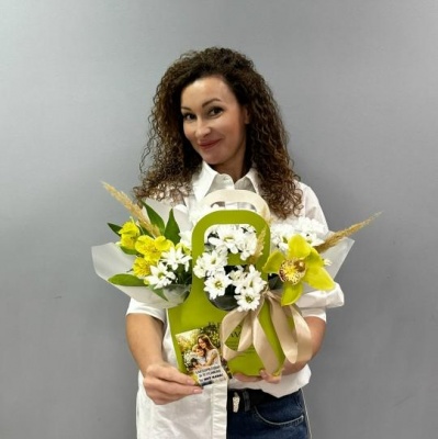 Букет цветов Мама, ты мой герой!